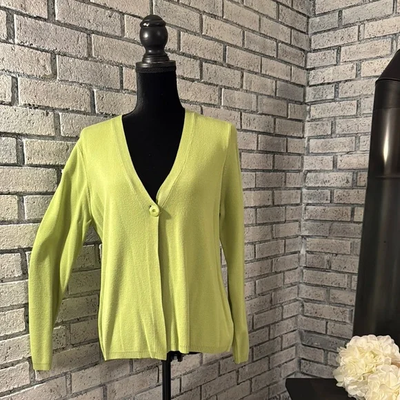 Charter Club Green Cardigan Sweater V-Neck Knit - Picture 1 of 6